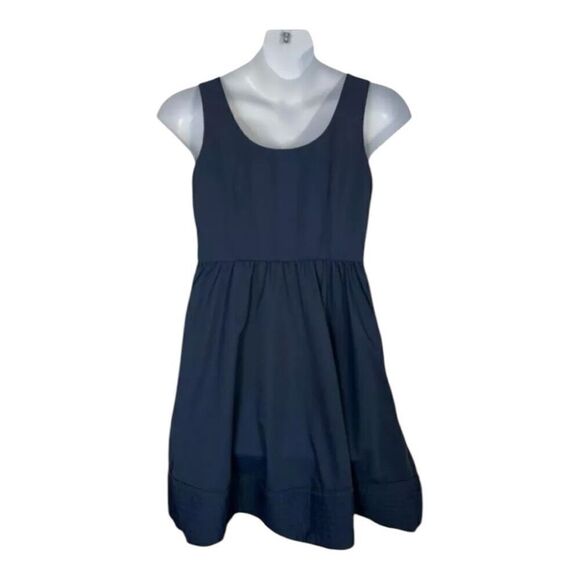 TEVOLIO Blue Sleeveless Sheath Dress Size 10 Ruffle Pleated Hem Casual Zip-Up - Picture 8 of 9